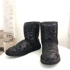 UGG Women's Boots in Black with Glitter Flakes
